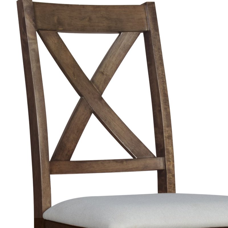 Dining Chair Set of 4 - Brown/Gray X-Back Upholstered Design