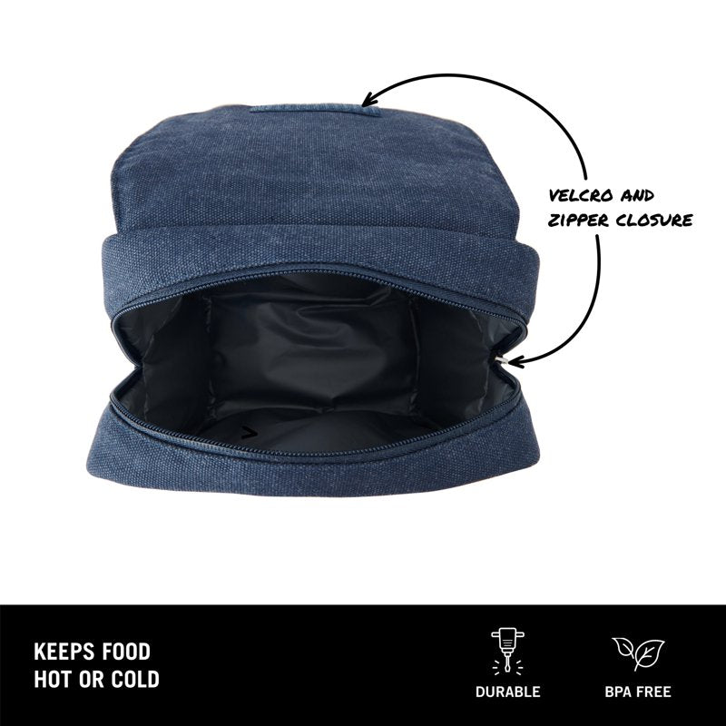 Insulated Reusable Lunch Sack with Crossbody Strap - Navy