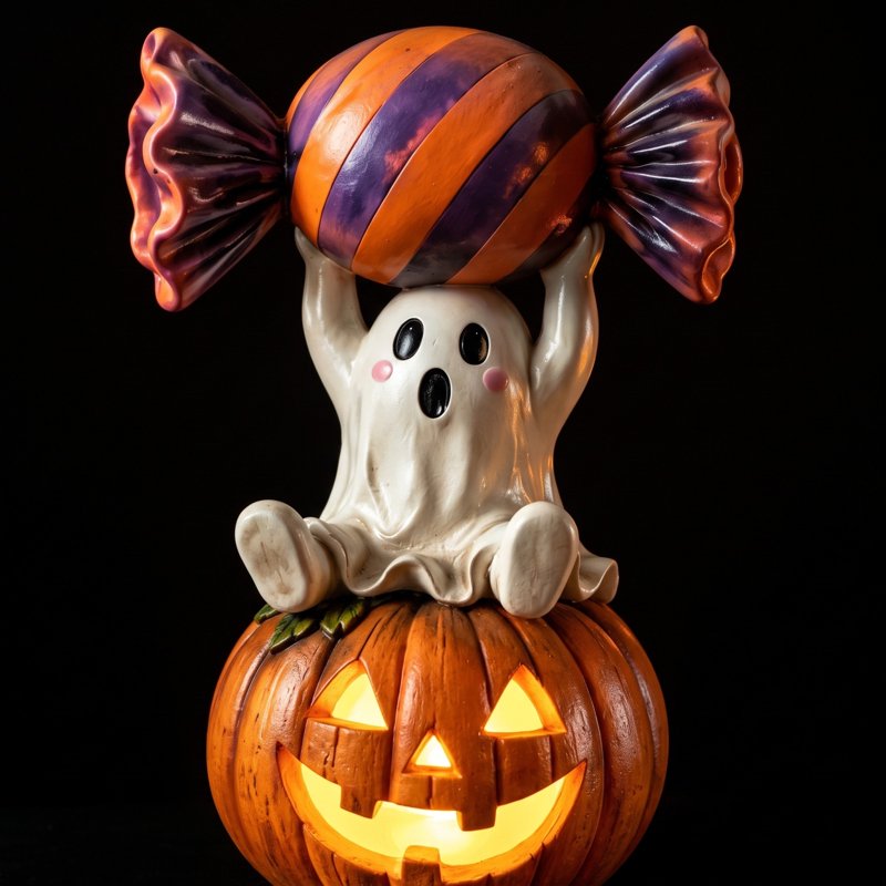 Halloween Ghost Figurine with Drink - Cute Ghost Halloween Decor C Variation