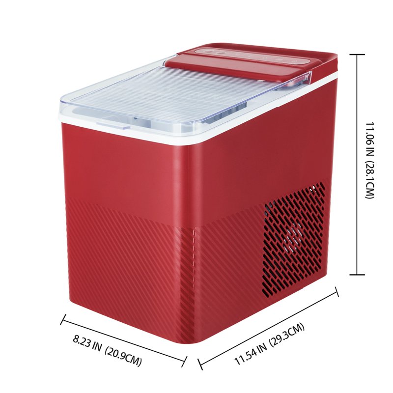 Compact Countertop Ice Maker - 26 lbs/Day, Quick Ice Cycles, Red Sedona
