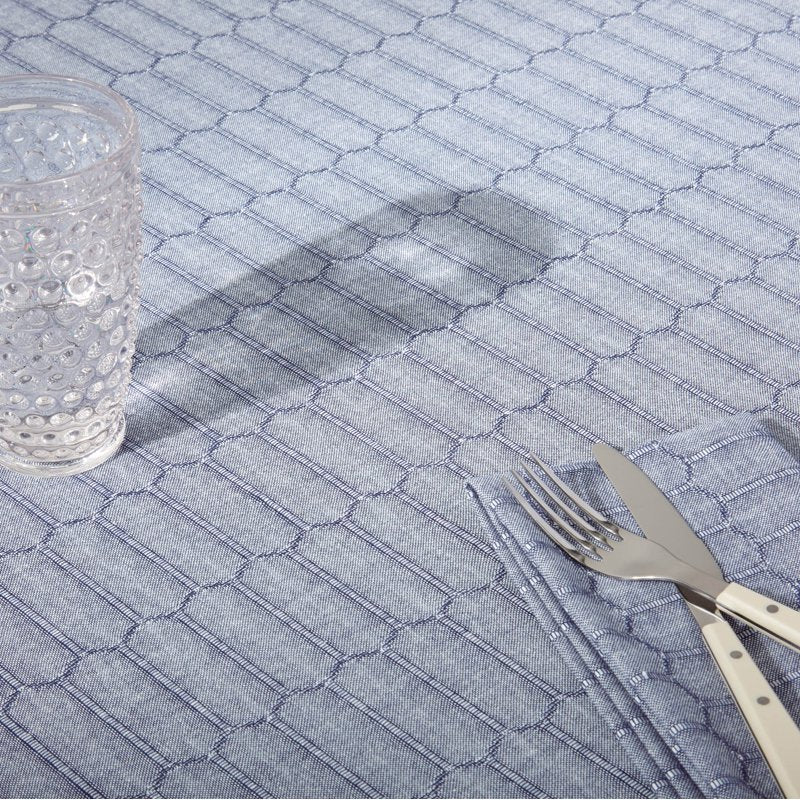 Honeycomb Fabric Tablecloth - Blue, 60"x120"