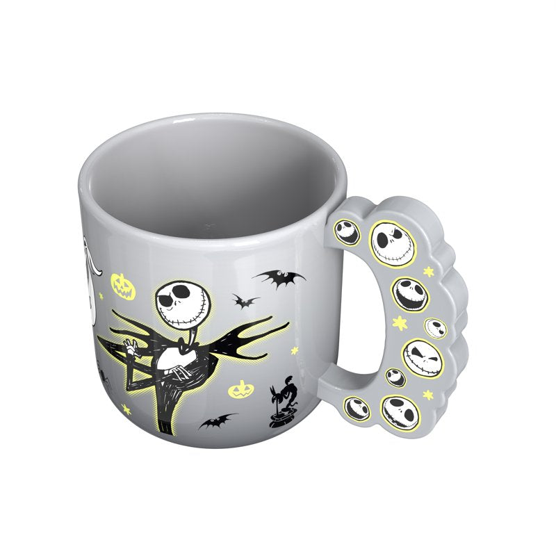 Ceramic Sculpted Handle Mug - Nightmare Before Christmas Jack, Gray
