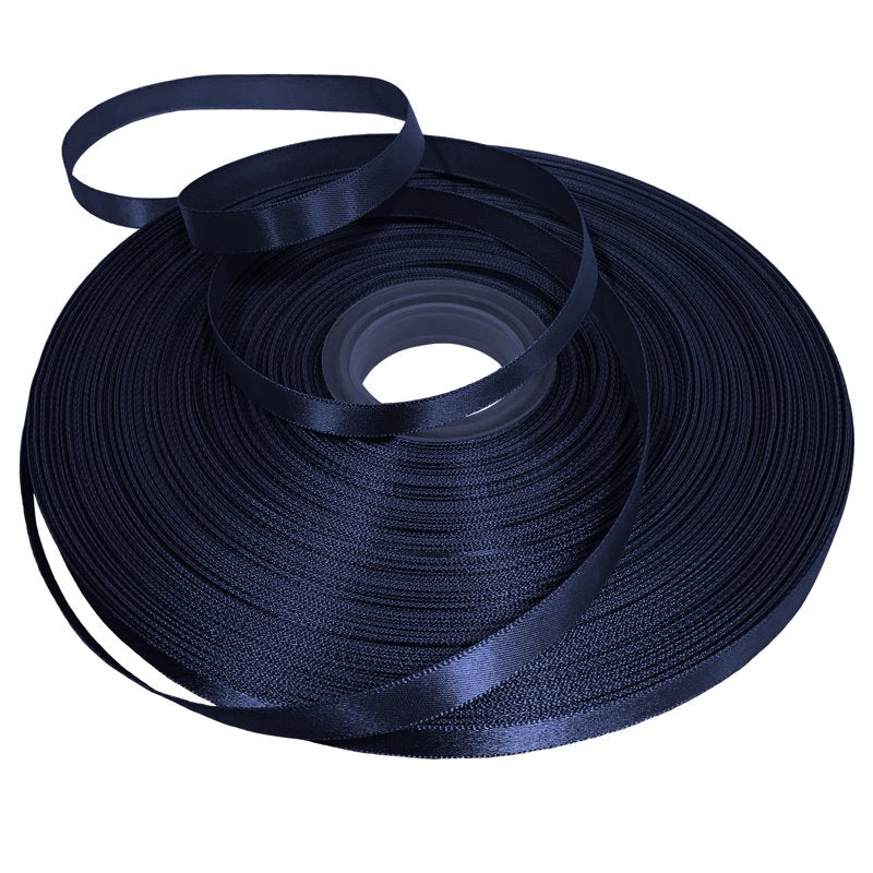 Navy Blue Double Faced Satin Ribbon - 3/8 Inch x 100 Yards, Craft & Wedding Trim