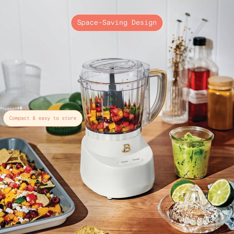 3-Cup Food Chopper - Compact Small Kitchen Appliance, White Icing