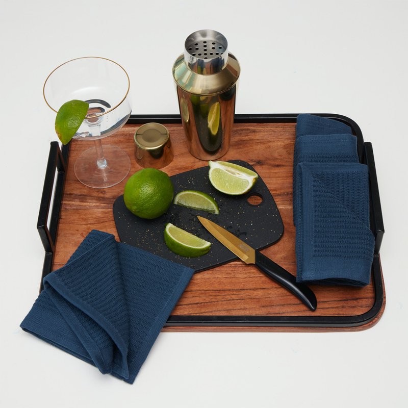 Ultra Absorbent Navy Cotton Kitchen Towels - 4 Pack
