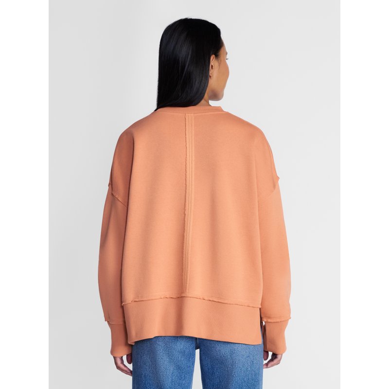 Women's Halloween Graphic Fleece Sweatshirt - Sunday Scaries Orange Adobe XXXL - Spooky and Comfortable