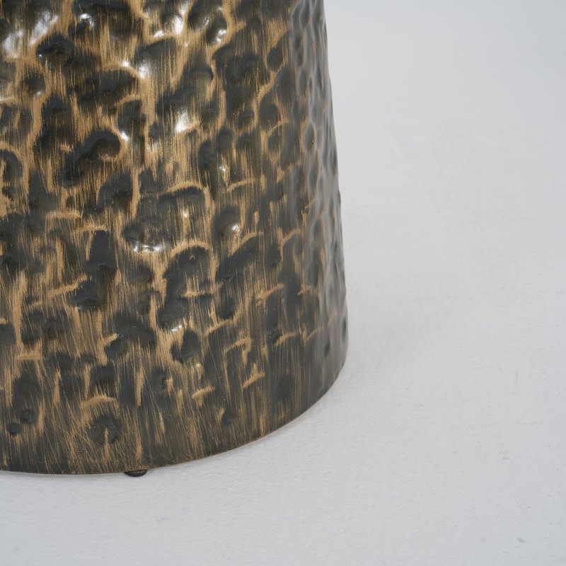Modern Luxury Copper-tone Side Table with Hammered Texture