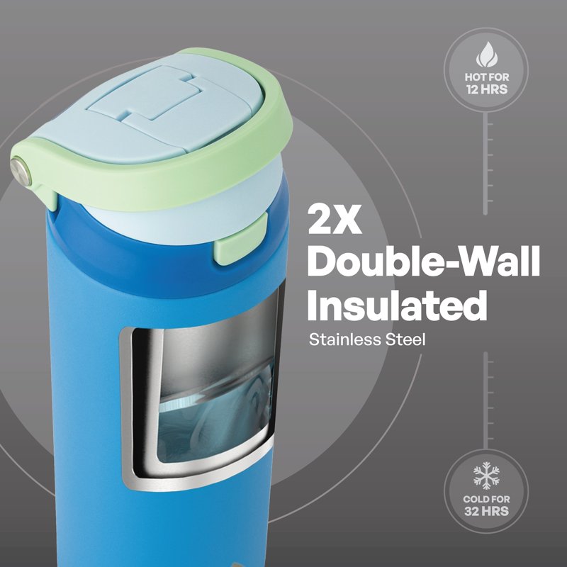 24oz Stainless Steel 2-in-1 Water Bottle with Straw & Chug Lid - Blue
