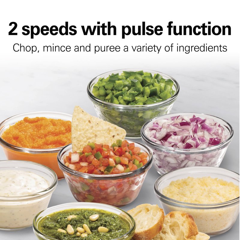 3-Cup Stack & Press Food Chopper and Mini Processor - Black
