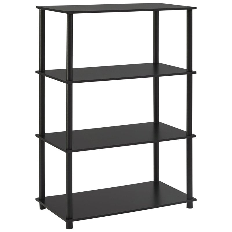 No Tools 4-Shelf Bookcase - Easy Assembly, True Black Oak Finish