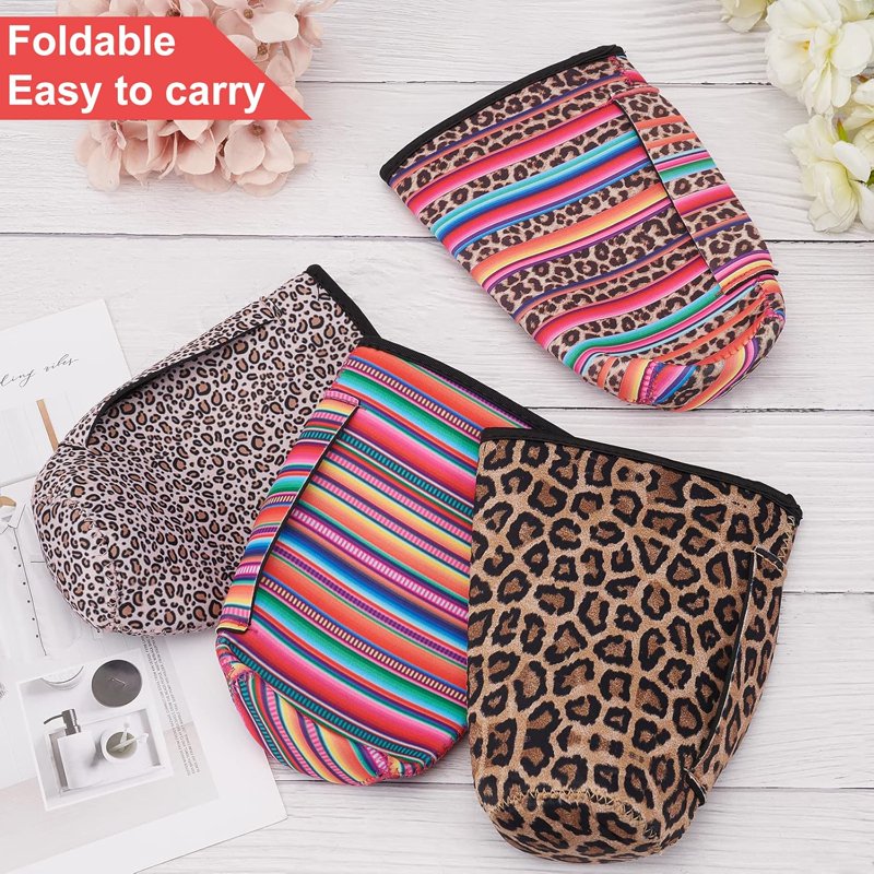 Neoprene Iced Coffee Cup Sleeve with Strap - 30oz~32oz - Little Leopard Pattern