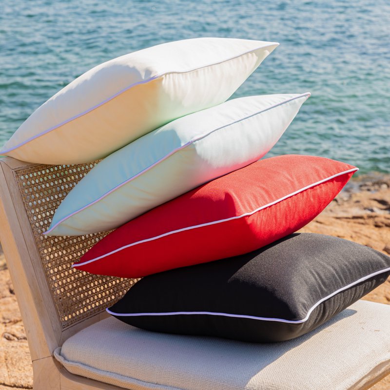 Outdoor Waterproof Throw Pillow 20x20 Inches - Red, 2 Pack - Patio & Indoor Decor