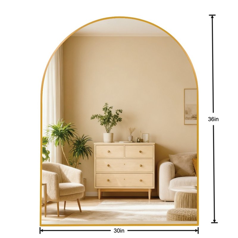 Wall Mirror 30x36 Arched Metal Vanity Mirror for Bathroom Bedroom Gold - Elegant Modern Design