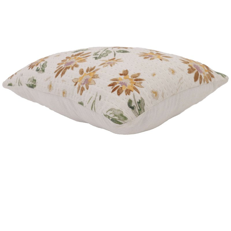 14x20 Inch Chambray Floral Sunflower Lumbar Throw Pillow - Decorative Accent