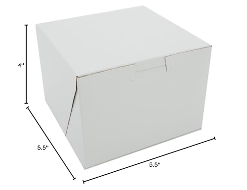 SCT White One-Piece Non-Window Bakery Boxes, 5.5 x 5.5 x 4, White, Paper, 250/Carton