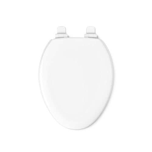 KOHLER Stonewood Quiet-Close, Elongated Toilet Seat Soft Close, Durable Wood, Easy Installation, Universal Fit, Home Essentials, White Finish, K-20466-0