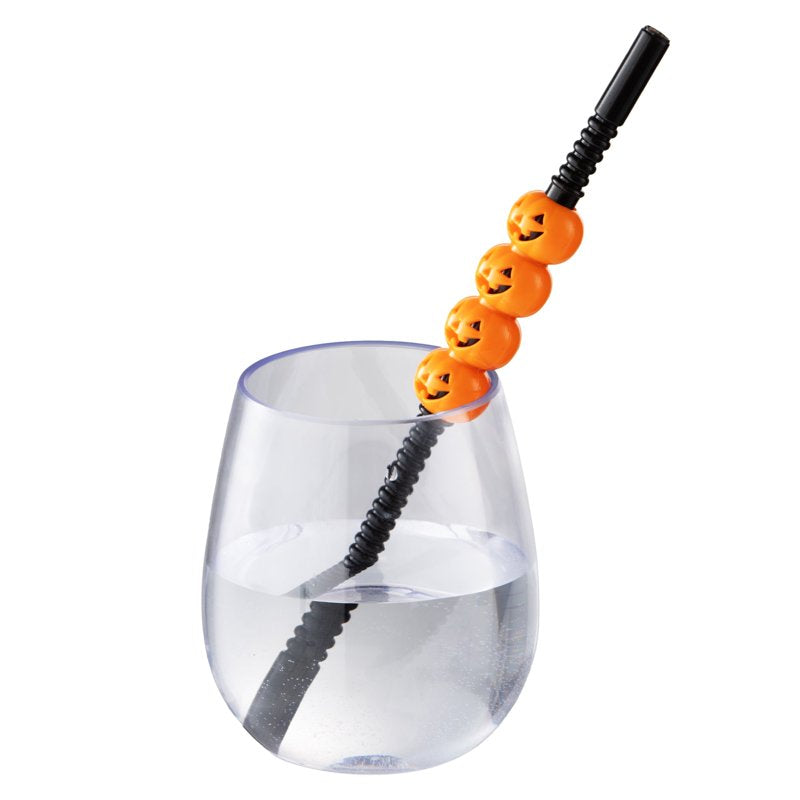 Halloween Party Drinking Straws Set - Jack-o'-Lantern & Ghost Decor, 8 Pieces
