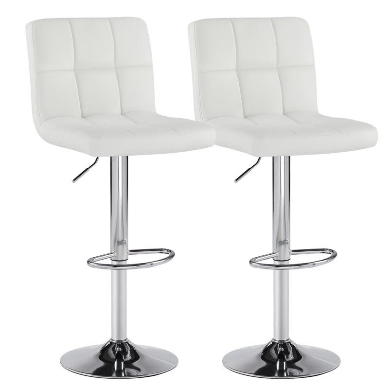 Adjustable Swivel Bar Stools - Set of 4 White PU Leather