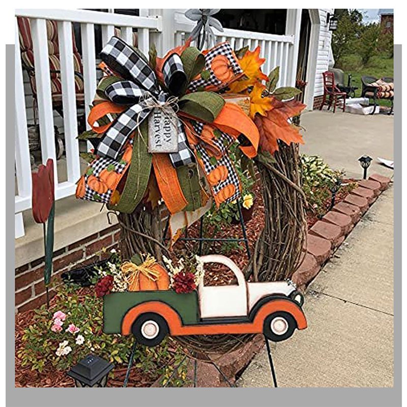 Thanksgiving and Halloween Wreath - Fall Door Decor 12x12 Inch