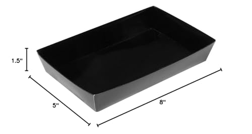 Restaurantware Matsuri Vision 8 x 5 x 1.5 Inch Medium Sushi Trays 100 Greaseproof Sushi Packaging Boxes - Lids Sold Separately Disposable Black Paper Sushi Containers For Entrees Or Desserts