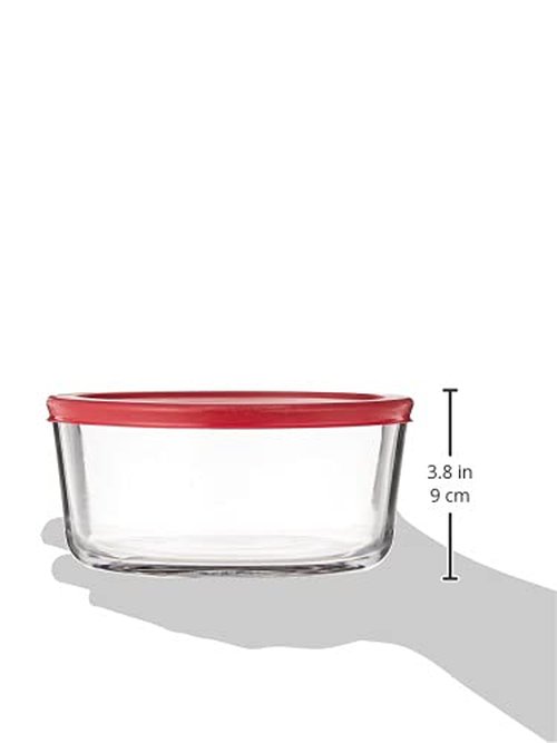 Anchor Hocking Classic Glass Food Storage Containers with Lids, Red, 6-Piece Set, Model Number: