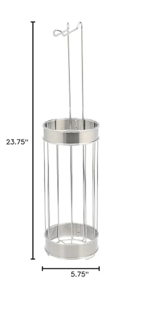 InterDesign Bruschia Free Standing Toilet Paper Holder – Dispenser and Spare Roll Storage for Bathroom, Chrome/Brushed Stainless Steel