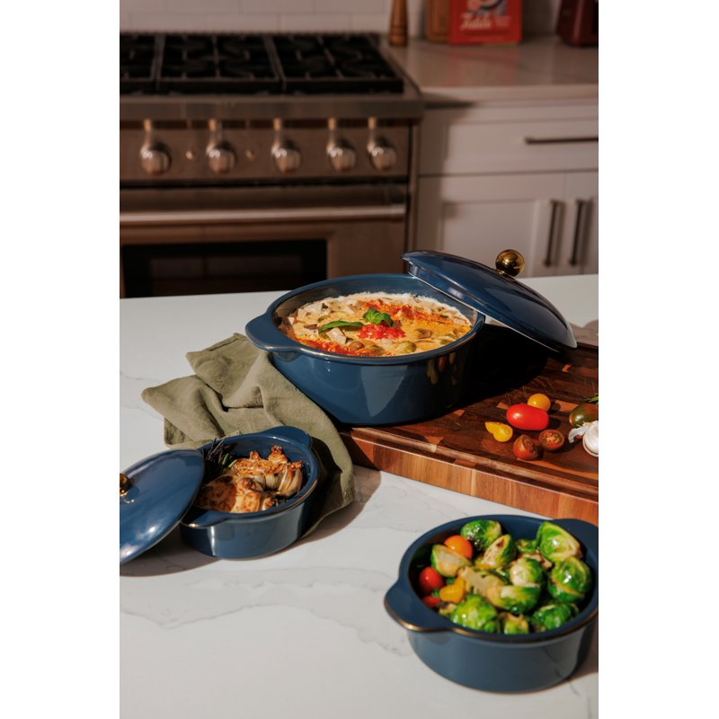 Blue Ceramic 3-Piece Casserole Set - Atlantic Blue