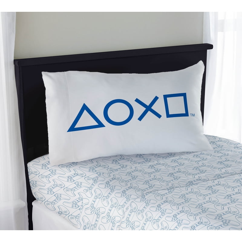 PlayStation Kids Twin Bed Sheet Set - 3-Piece White Microfiber Bedding