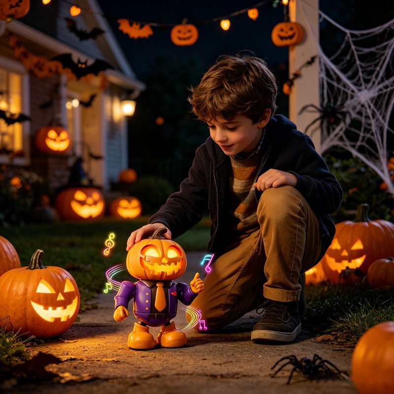 Dancing Halloween Robot Toy with Music & LED Eyes - Kids Animated Robot