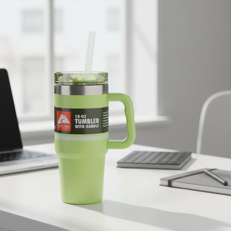18 oz Stainless Steel Insulated Tumbler with Handle - Sonic Lime Stripes