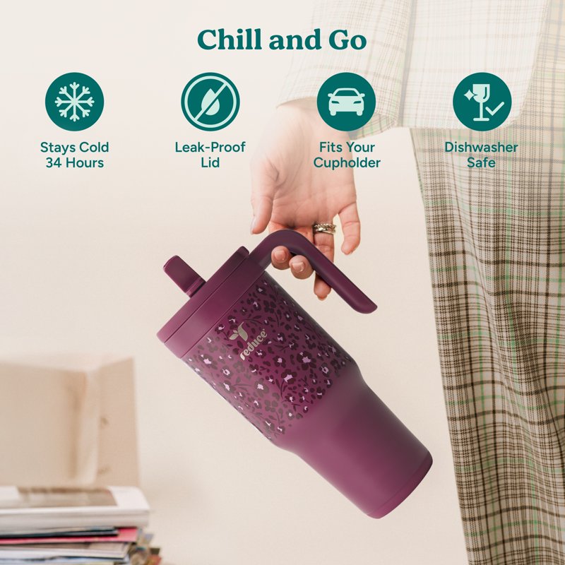 Chiller Go Travel Tumbler 34oz - Insulated Stainless Steel, Sky Blue Dots
