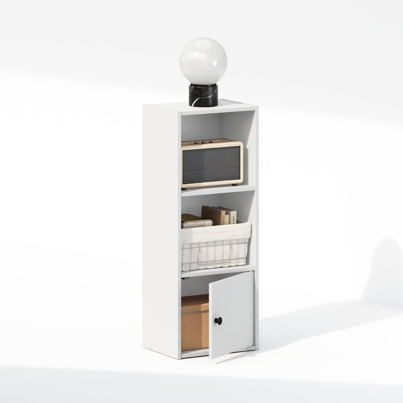 3-Tier Standing Shelf Bookcase with Storage Cabinet - White