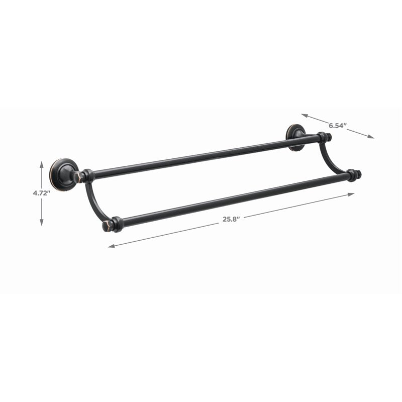 24-Inch Double Towel Bar - Oil Rubbed Bronze Bathroom Towel Holder