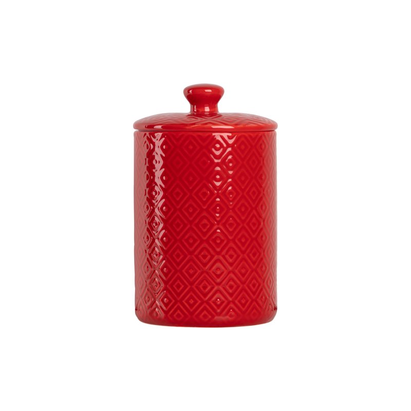 Diamond 3-Piece Canister Set - Red with Bamboo Lids
