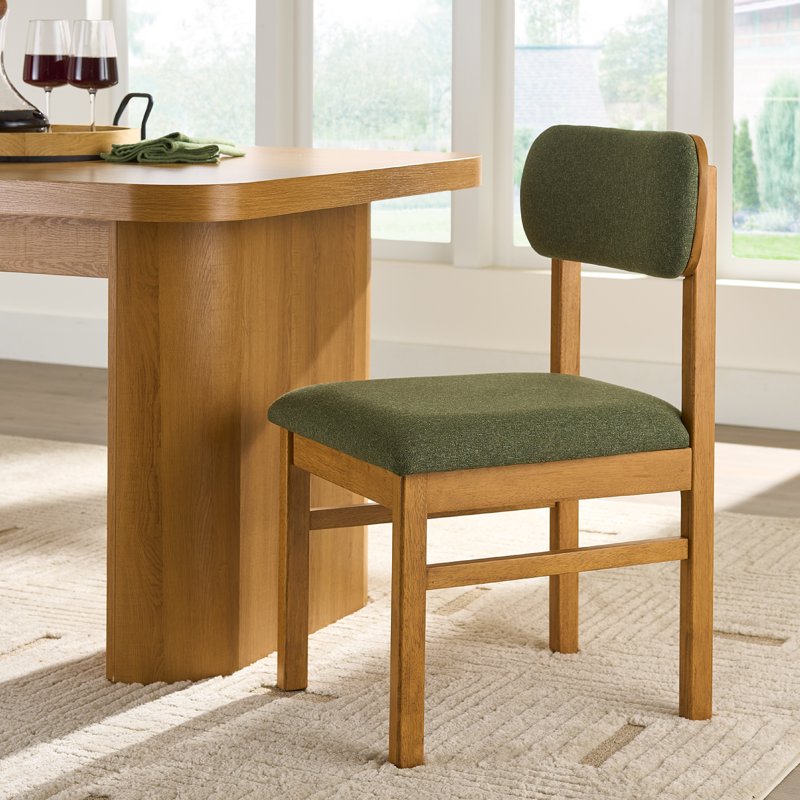 Juliet Dining Chairs Set - Light Honey & Olive Green, 2 Pack