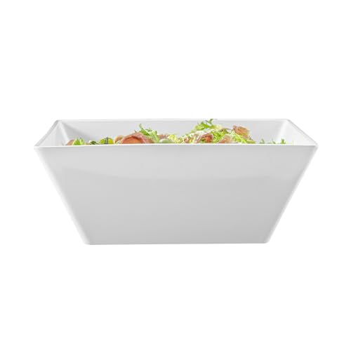 Restaurantware-180 Ounce Deep Soup Bowls, 2 Dishwashable Square Serving Bowls - Shatter-Resistant, White Melamine Salad Eating Bowl, Serve Side Dishes, Entrees, And Snacks, For Parties Or Events