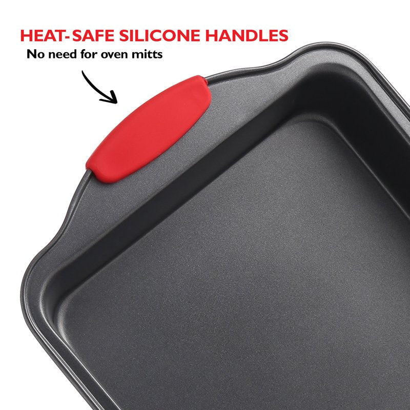 Non-Stick Baking Sheet Set - 3 Piece Carbon Steel with Silicone Handles