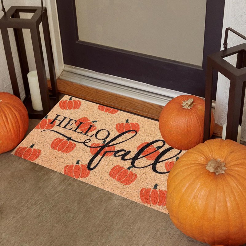 Halloween Thanksgiving Orange Doormat - Fall Absorbent & Non-Slip Rug, 23.62x15.74in - Holiday Decor, MPOISVA