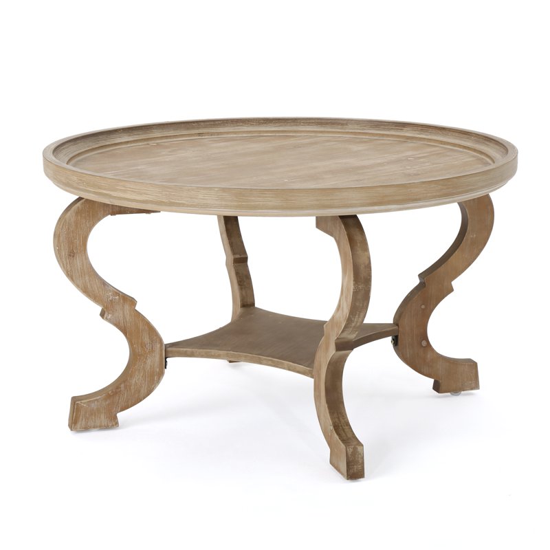 Faux Wood Circular Coffee Table - Natural Finish, 33"