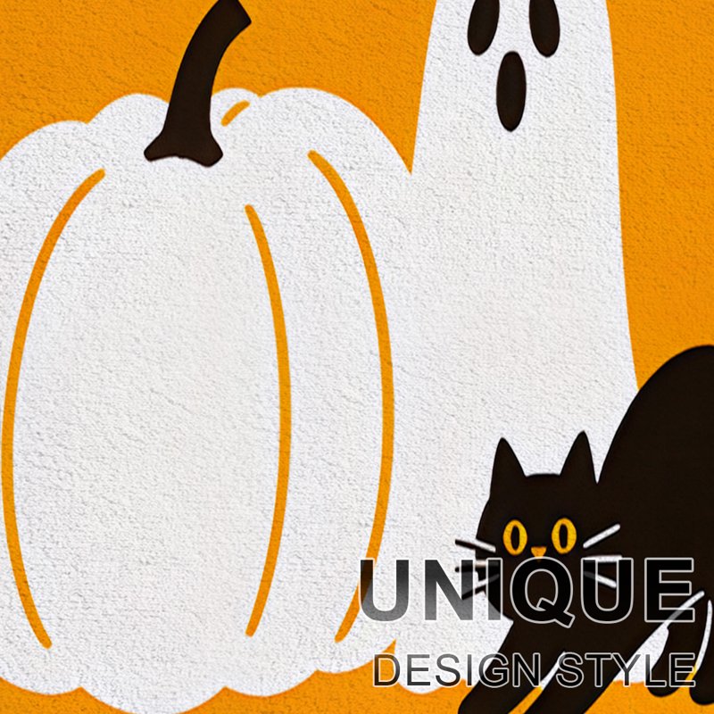 Halloween White Pumpkin Flannel Kitchen & Entryway Rug - 15.7''x23.6''