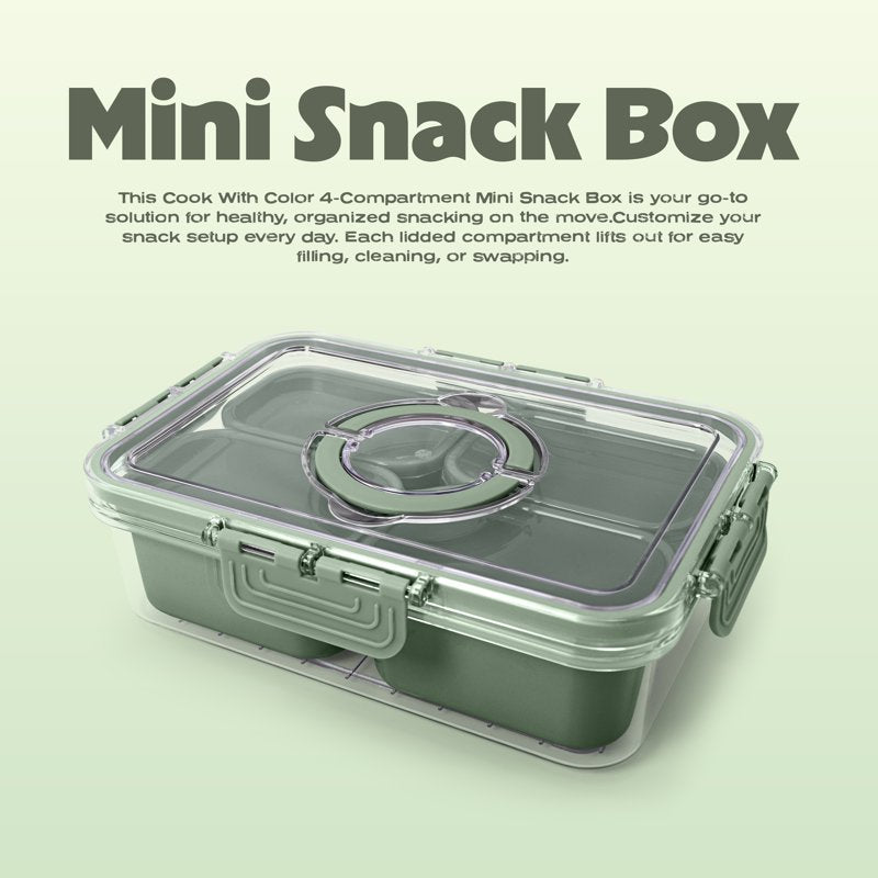 4-Compartment Food Storage Container with Ice Pack - Sage