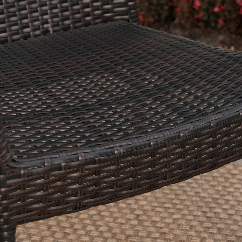 Outdoor 6-Piece Acacia Wood Dining Set with Wicker Chairs