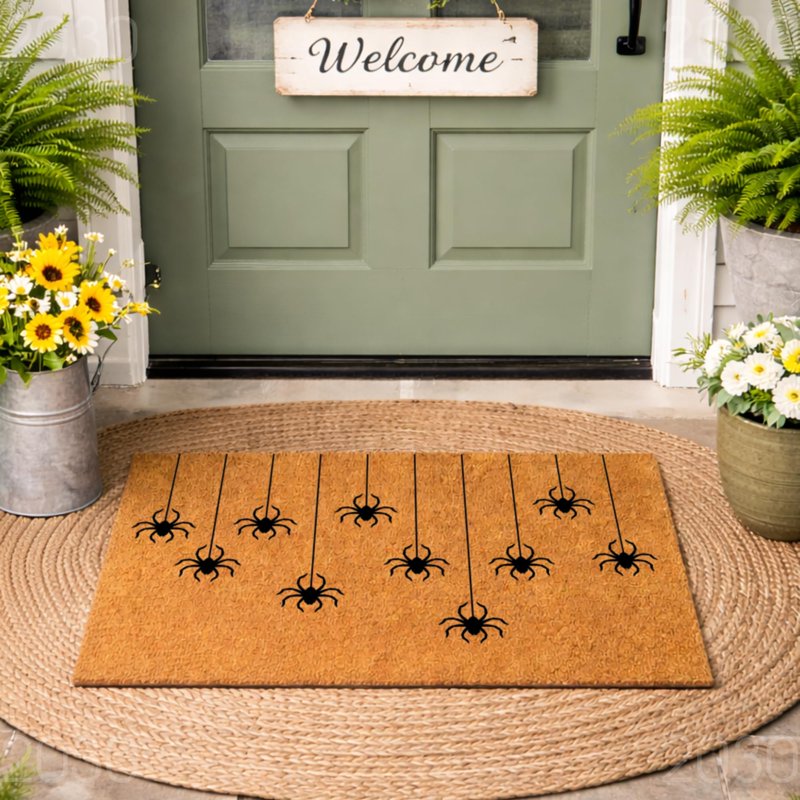 36x60 Halloween Spider Doormat - Funny Welcome Mat for Front Porch - Autumn Decor