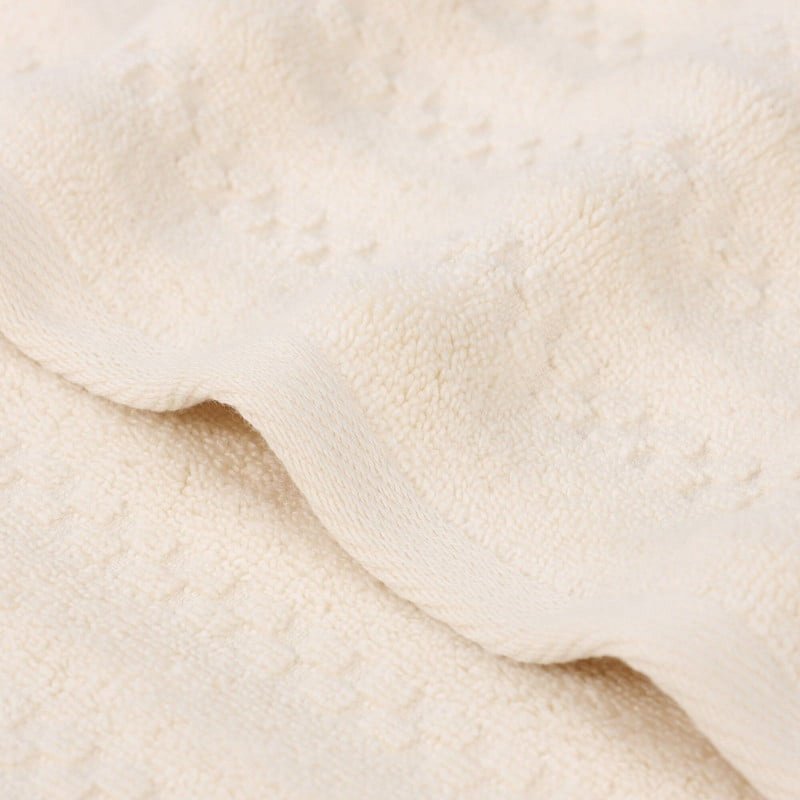 Ivory 3 Piece Waffle Textured Cotton Towel Set - Superior Zuma Zero Twist Bath Towels