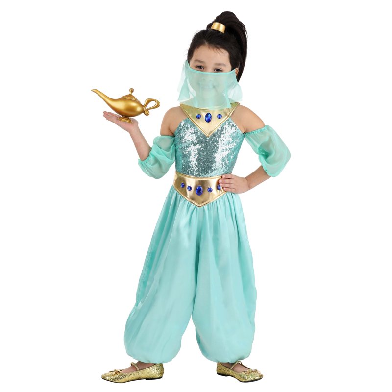 Toddler Mystical Genie Costume 4T - Seafoam Green Jumpsuit with Sequin Bodice & Face Mask
