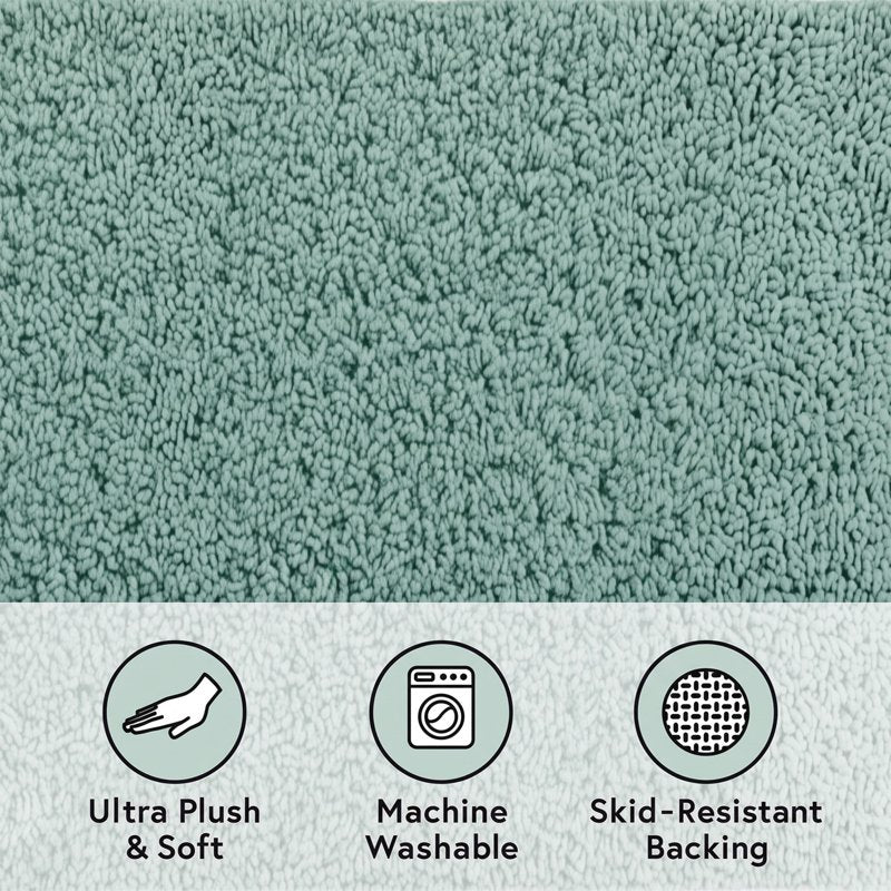 Ultra Soft Polyester Rug - 20x34 Inch Green River Non-Slip Floor Mat
