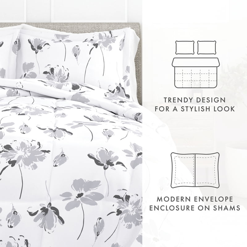 Light Gray Magnolia Comforter Set - 2-Piece Twin/Twin XL Bedding