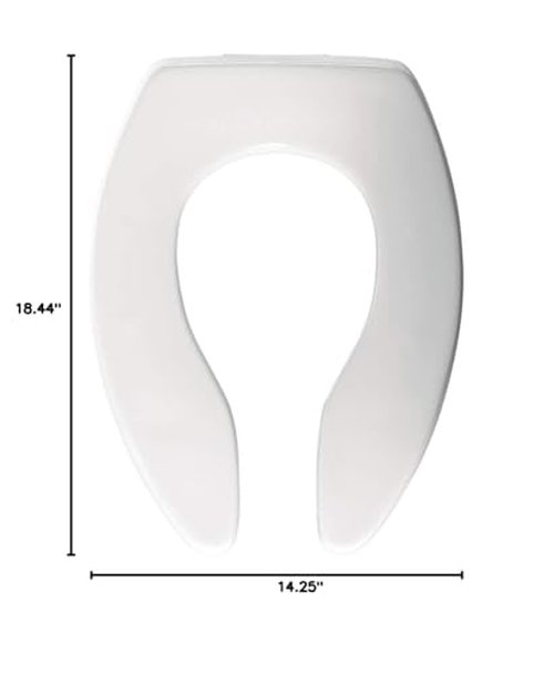 BEMIS 3155CT Commercial Open Front Plastic Toilet Seat, Extra Heavy Duty Industrial Seat without Lid, Secure Installation, Made in USA, Elongated, White
