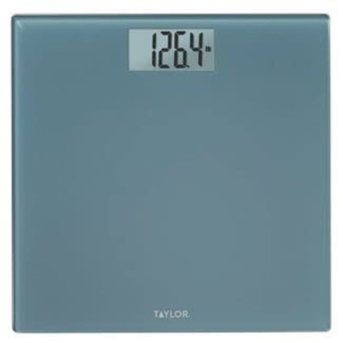 Taylor Precision Products Glass Digital Scale, Body Weight, Bathroom Scale, Highly Accurate 400 LB Capacity, Auto On and Off Scale, Blue