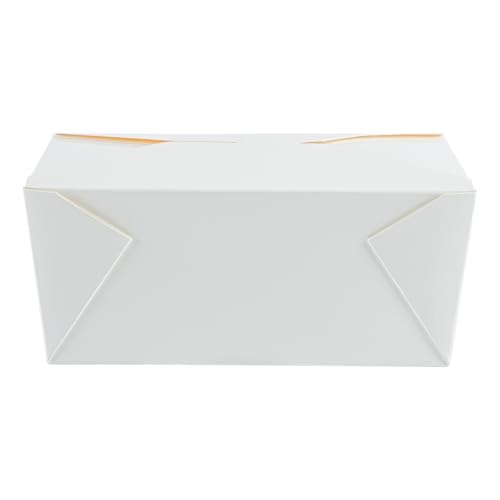 Restaurantware Bio Tek 98 Ounce Take Out Boxes 50 To Go Lunch Boxes - Tab-Lock Closure Heat-Tolerant White Paper Disposable Lunch Boxes Greaseproof For Hot And Cold Foods